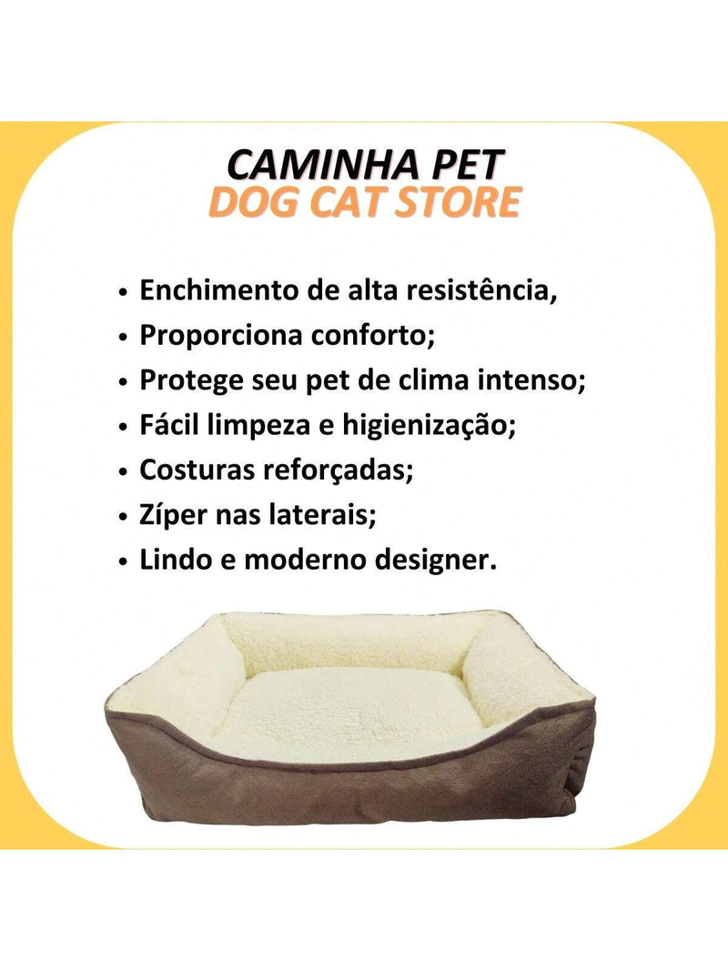 Cama Pet Luxo Caminha De Suede Confort 50 X 40 Enchimento Siliconado E Ziper Reforçado Cachorros E Gatos Medios