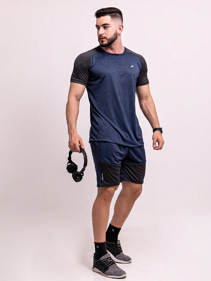 Conjunto Masculino DryFit Camiseta Masculina + Short Academia Camisa Manga Curta e Bermuda Fitness