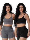 Kit 2 Conjunto Fitness Top Alça e Short bermuda Basic Premium