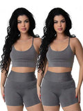 Kit 2 Conjunto Fitness Top Alça e Short bermuda Basic Premium