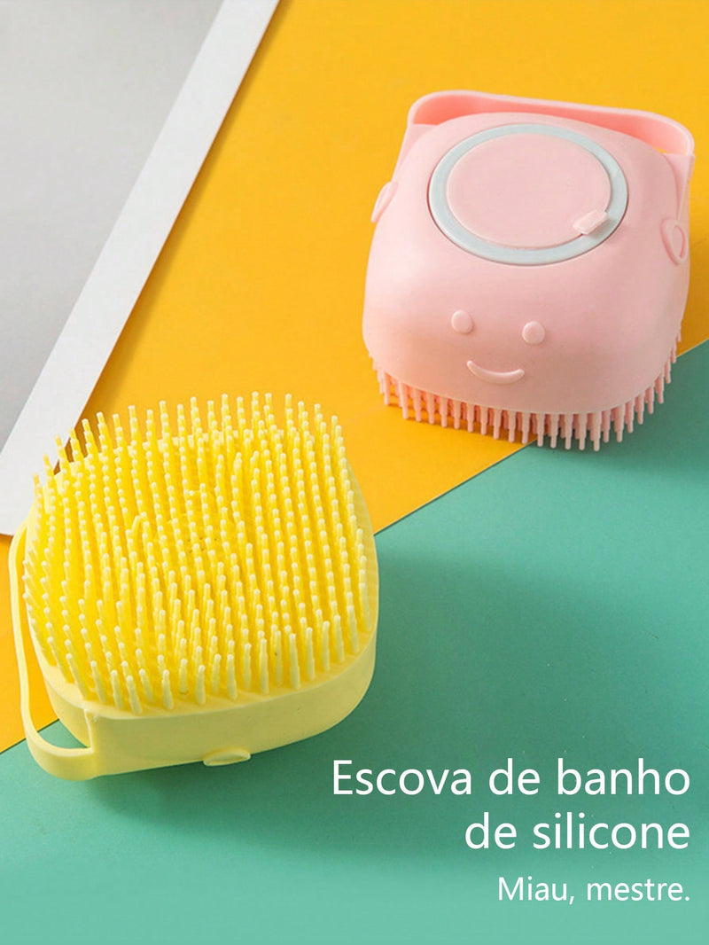 Escova de banho do animal de estimação, escova de banho do gato e do cão, escova de massagem do banho do silicone, ferramenta do banho do animal de estimação, suprimentos do animal de estimação