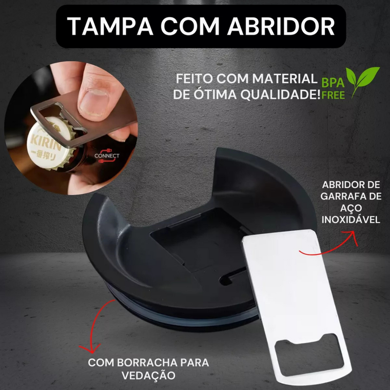 Copo Térmico Inox com Tampa e Abridor 473ml  - PERSONALIZADO