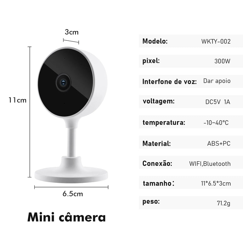 Camera de Segurança WiFi para Casa, Camera Inteligente Sem Fio para Interior, Baba Eletronica com Camera, Visão Noturna