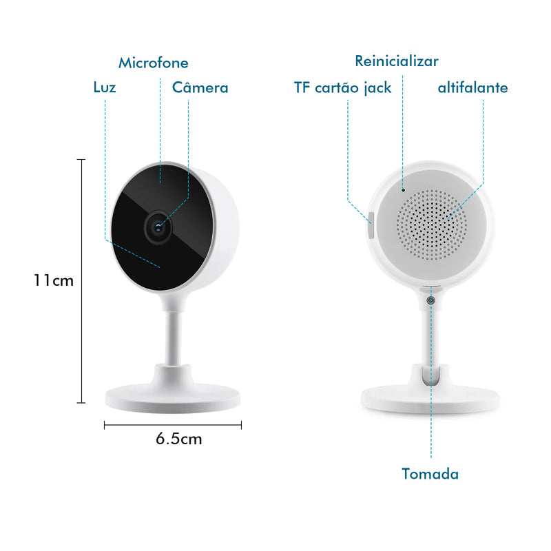 Camera de Segurança WiFi para Casa, Camera Inteligente Sem Fio para Interior, Baba Eletronica com Camera, Visão Noturna