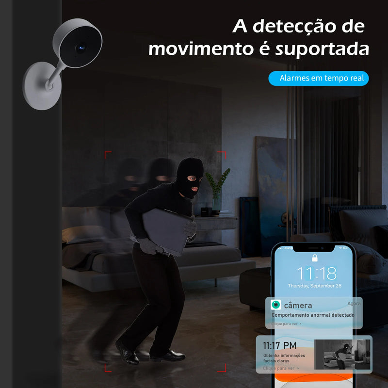 Camera de Segurança WiFi para Casa, Camera Inteligente Sem Fio para Interior, Baba Eletronica com Camera, Visão Noturna