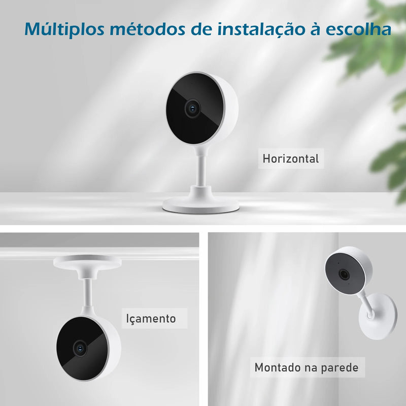 Camera de Segurança WiFi para Casa, Camera Inteligente Sem Fio para Interior, Baba Eletronica com Camera, Visão Noturna