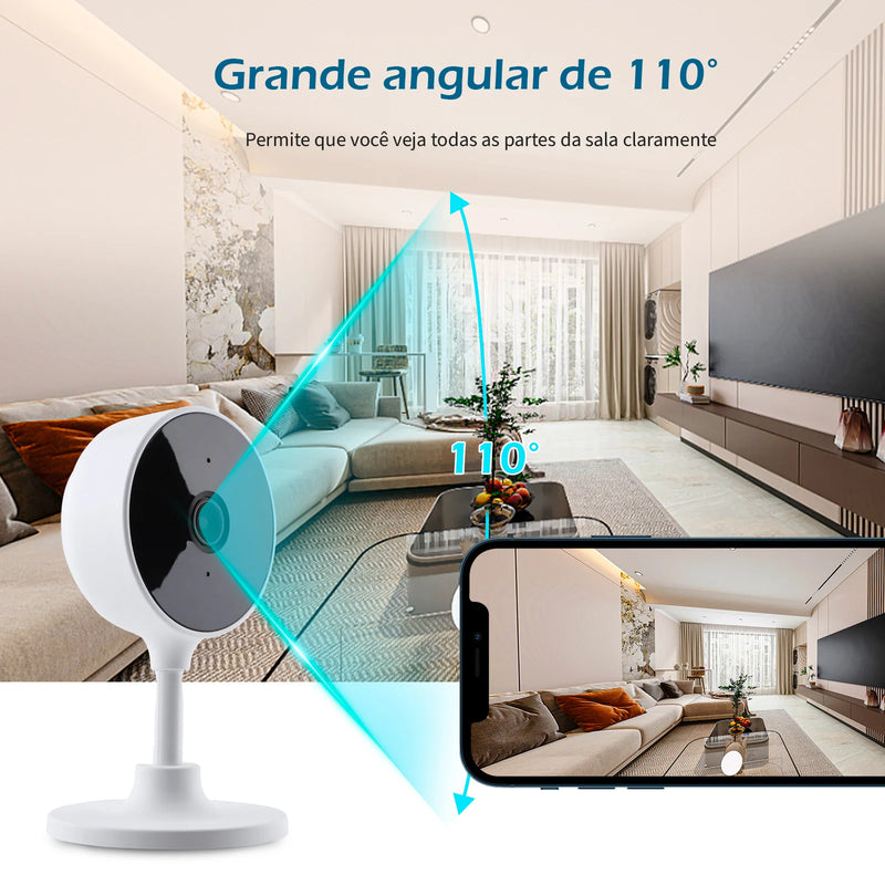 Camera de Segurança WiFi para Casa, Camera Inteligente Sem Fio para Interior, Baba Eletronica com Camera, Visão Noturna