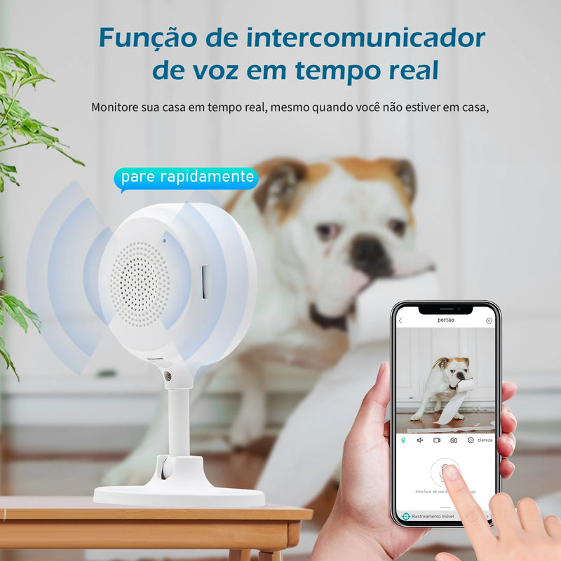 Camera de Segurança WiFi para Casa, Camera Inteligente Sem Fio para Interior, Baba Eletronica com Camera, Visão Noturna